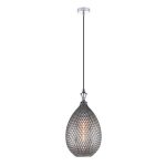 PENDANT LIGHT H:50CM E27 IP20 SMOKE GREY GLASS/CHROME