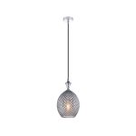 PENDANT LIGHT H:32CM E27 IP20 SMOKE GREY GLASS/CHROME